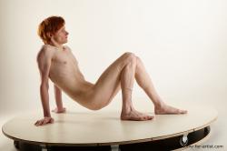 Nude Man White Sitting poses - simple Underweight Medium Red Sitting poses - ALL Standard Photoshoot Realistic